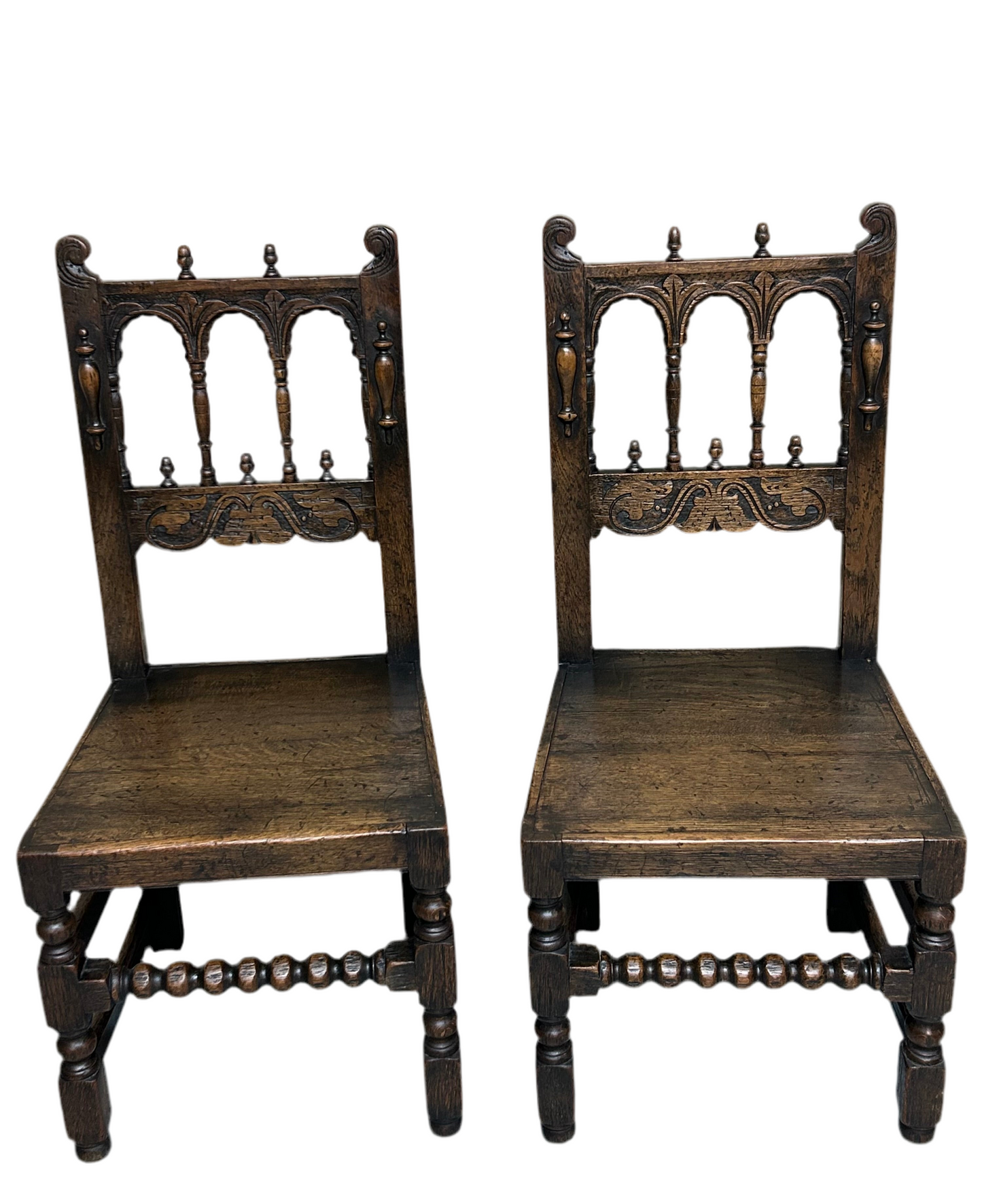 Set of six 17th Century style Derbyshire Oak Dining Chairs