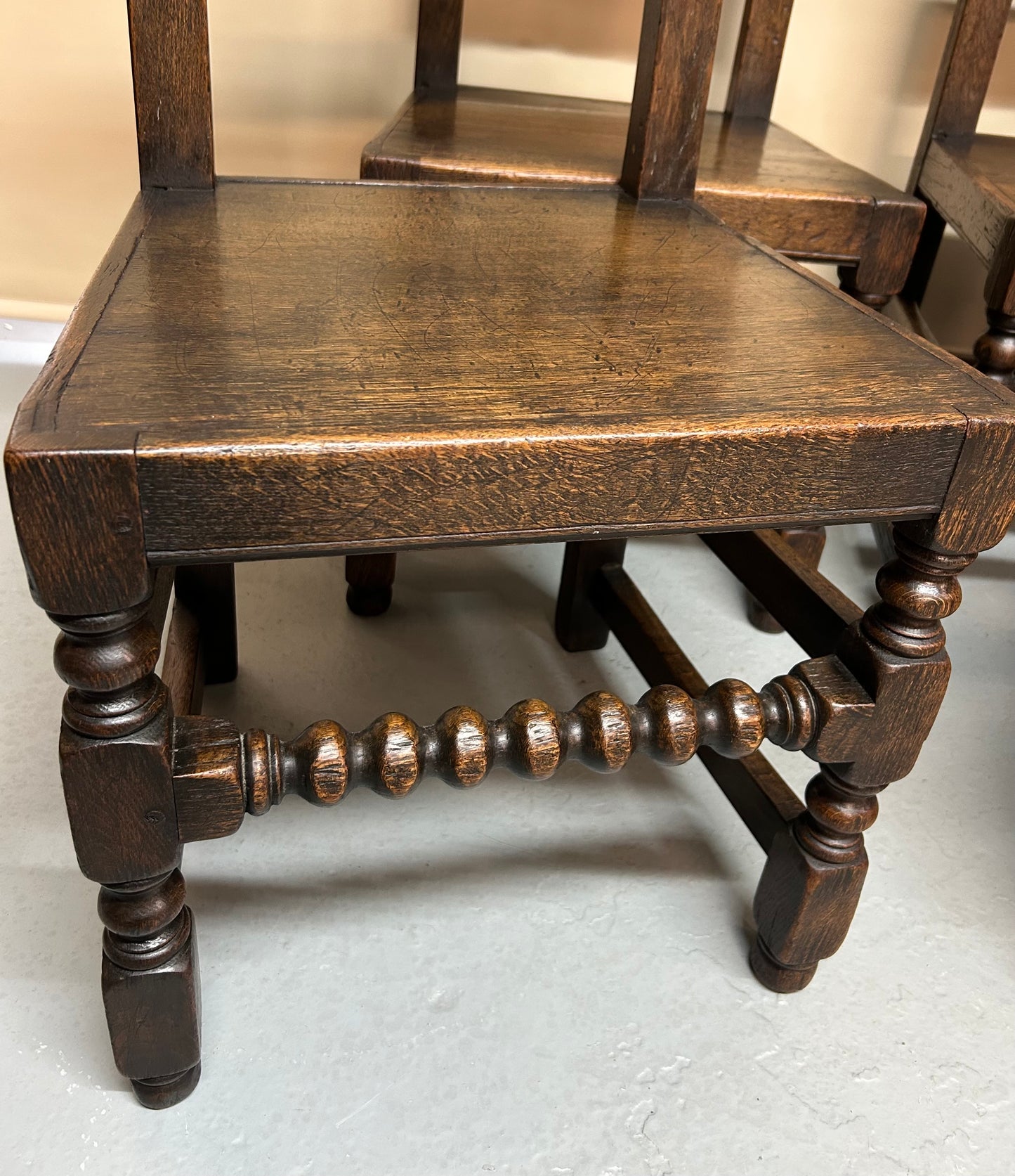 Set of six 17th Century style Derbyshire Oak Dining Chairs