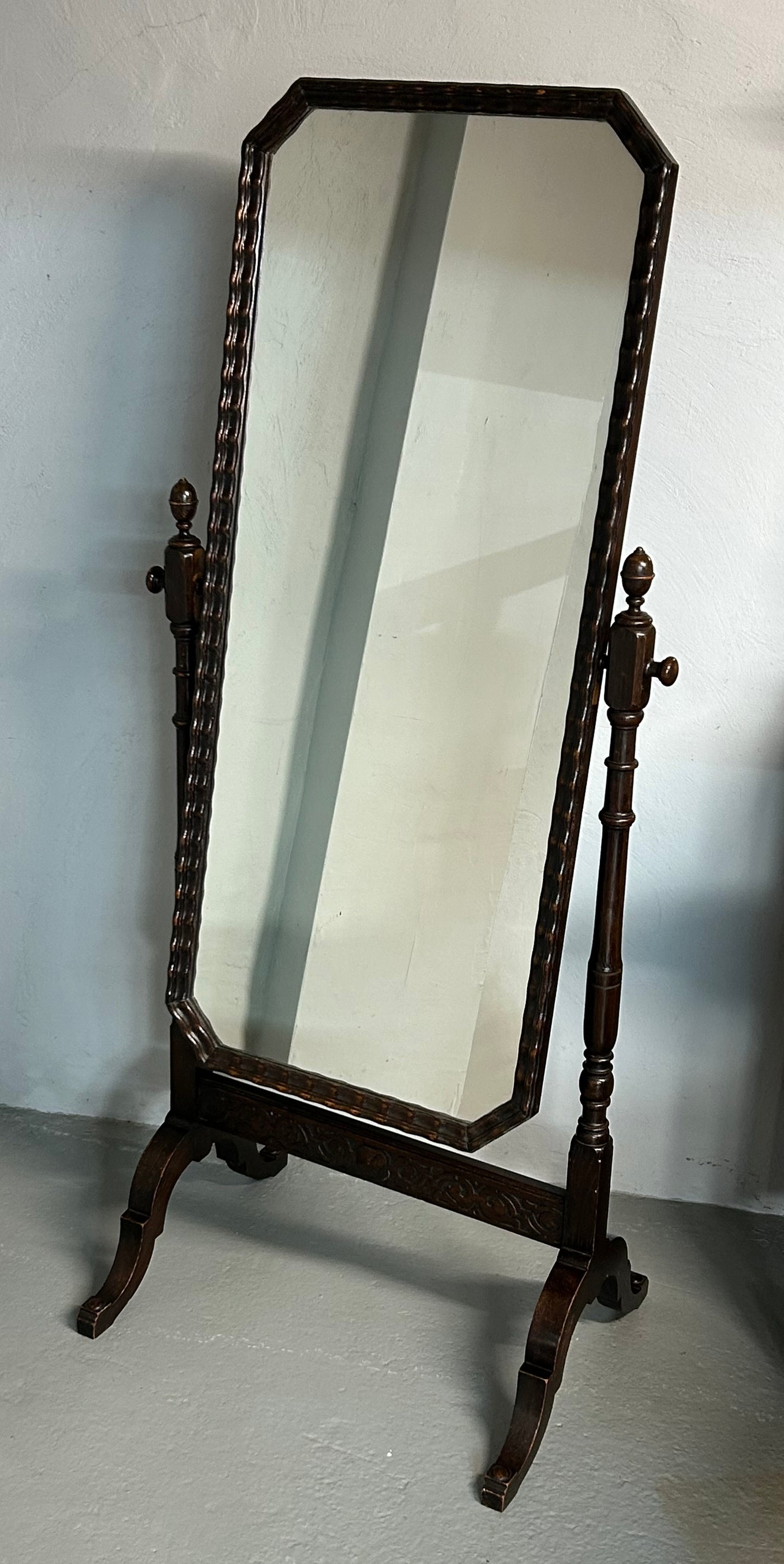 Waring and Gillow oak Cheval Mirror