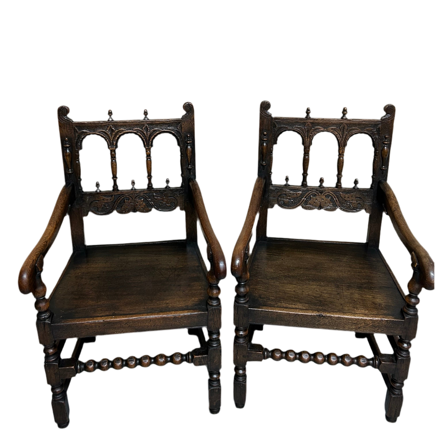 Set of six 17th Century style Derbyshire Oak Dining Chairs