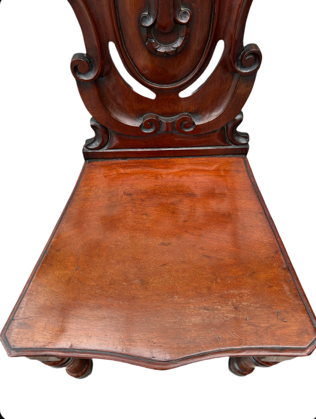 Pair of Victorian mahogany hall chairs