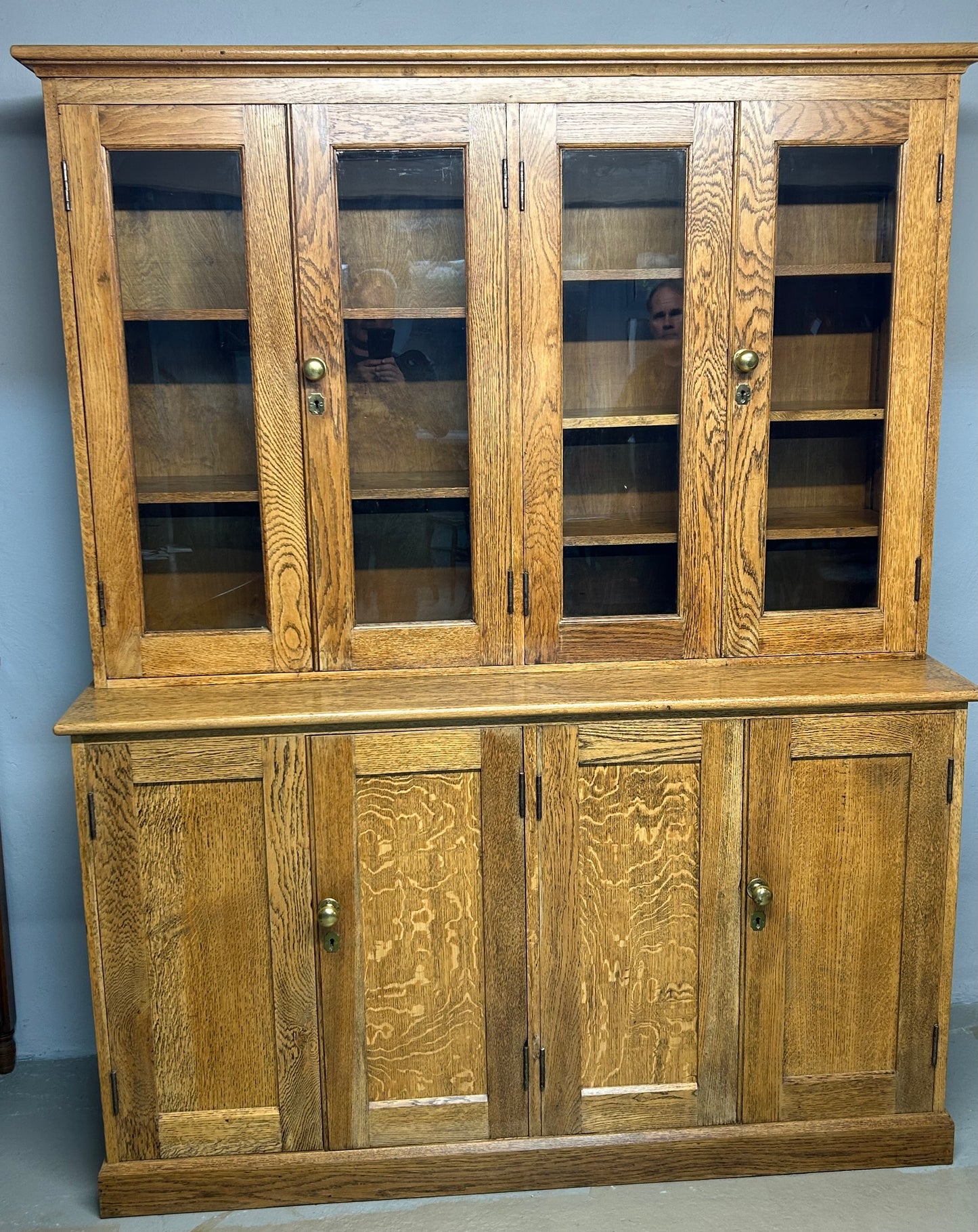 Antique oak school cupboard