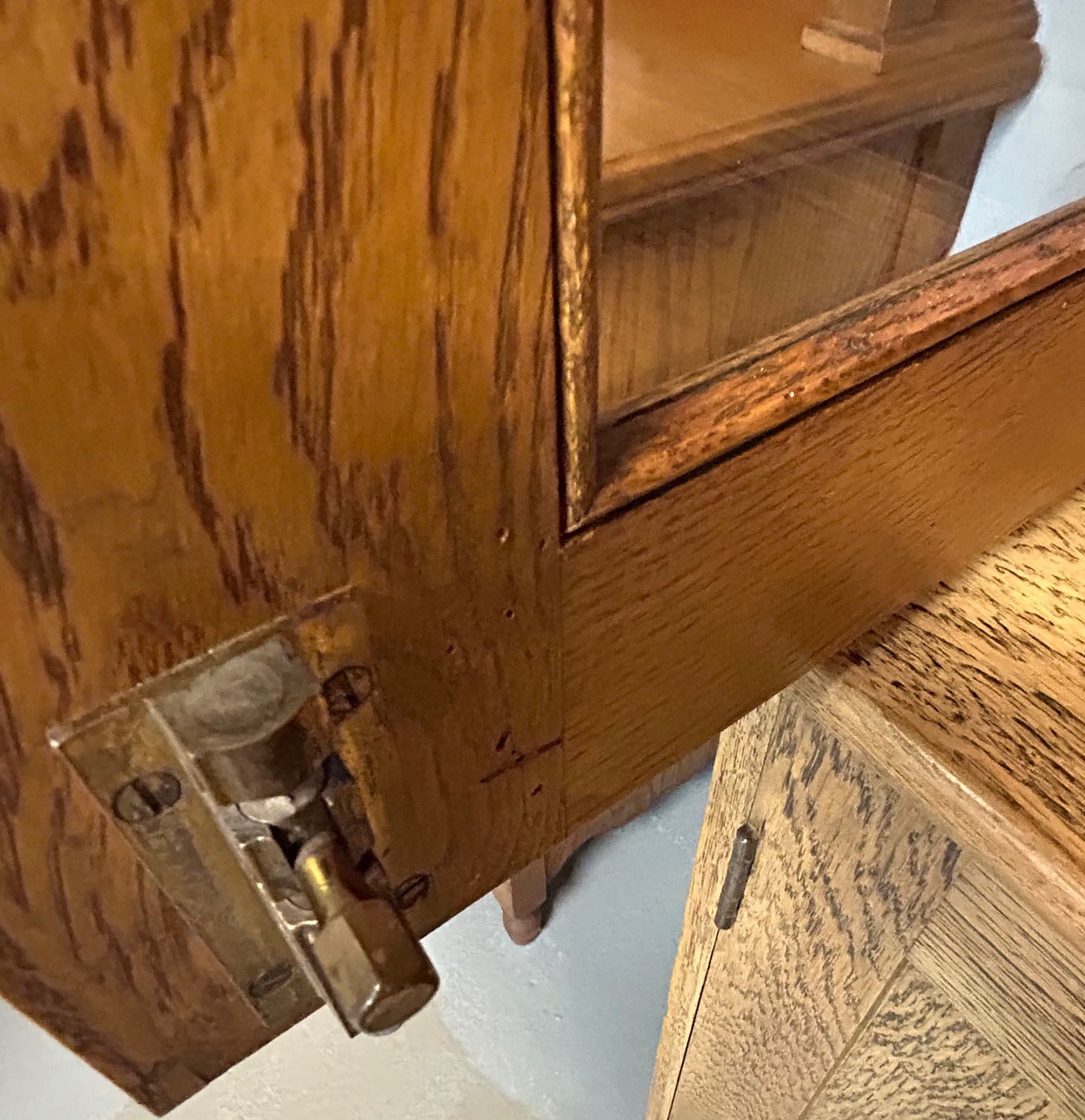 Antique oak school cupboard