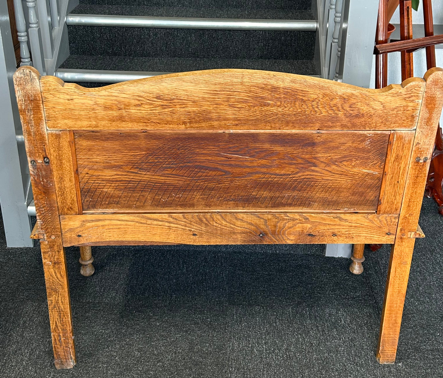 Carved oak hall seat