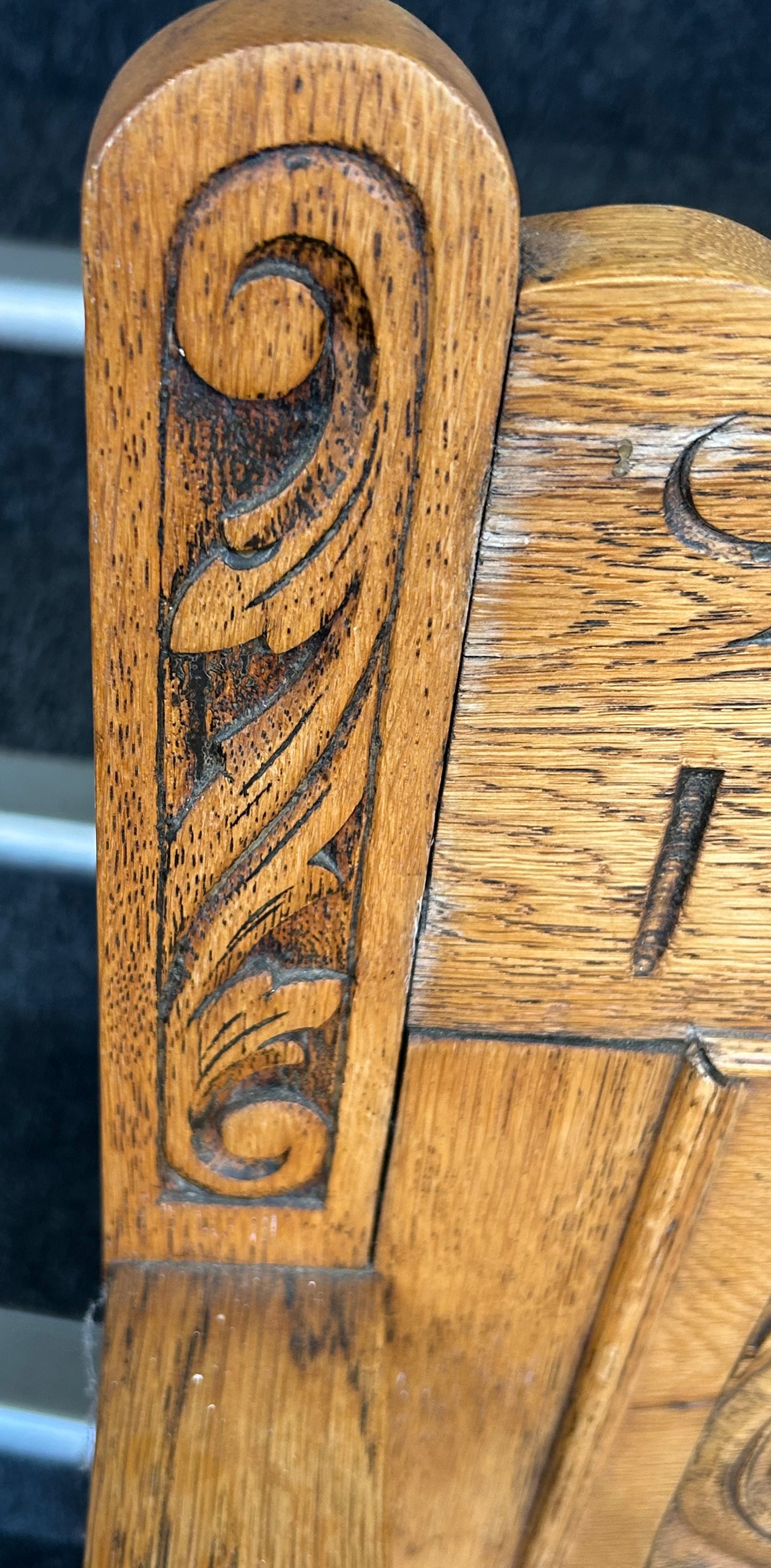 Carved oak hall seat