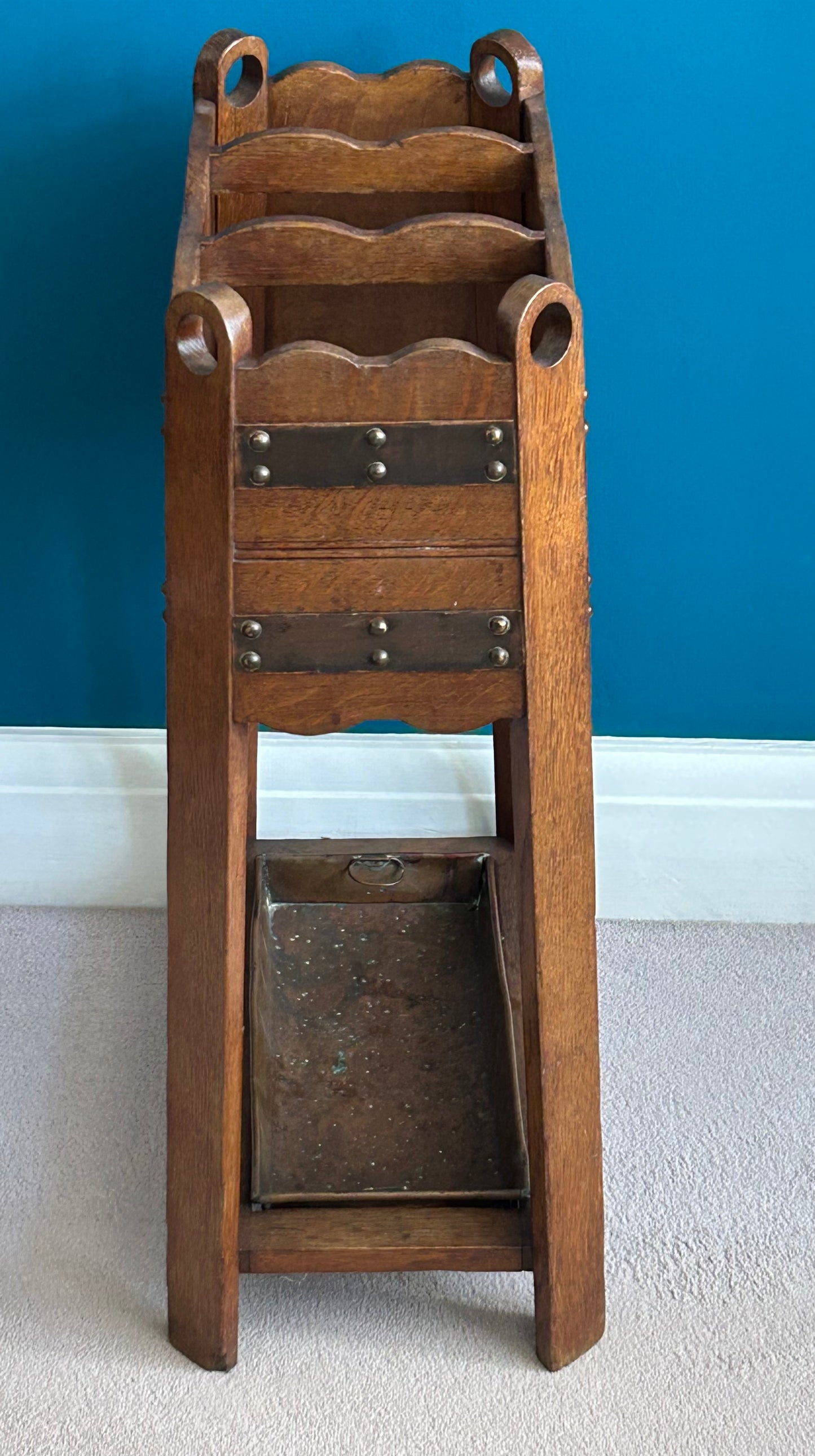 Arts and crafts oak stick stand