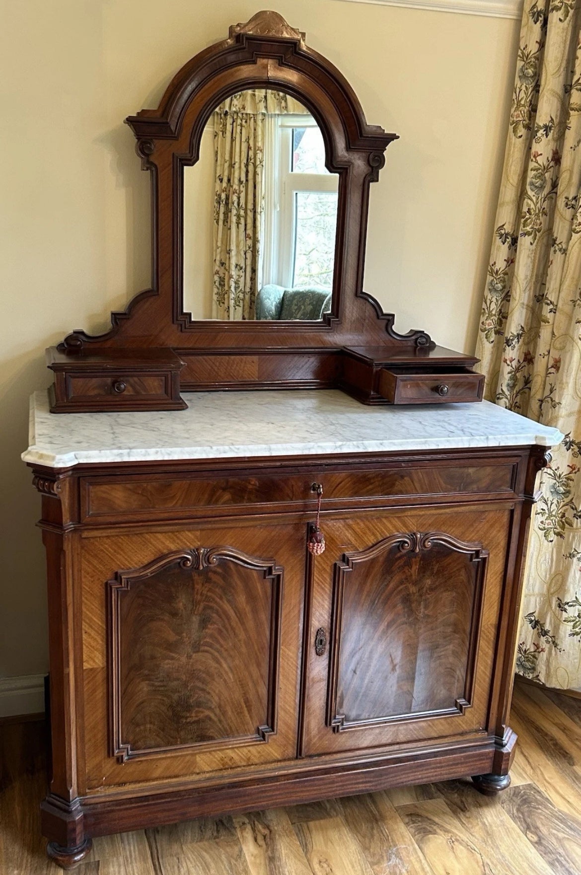 19th Century Mahogany French 2pc bedroom suite.