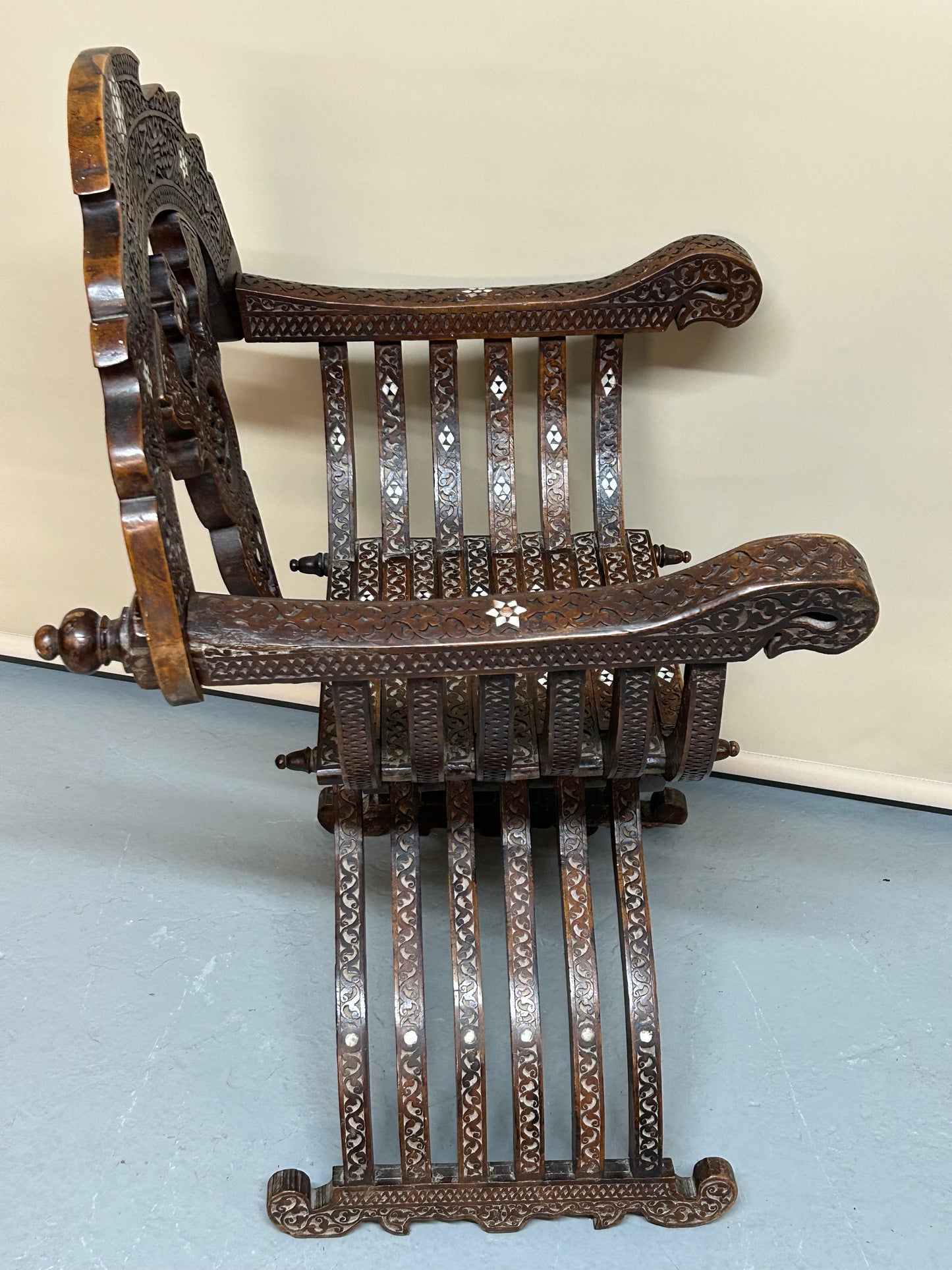 Syrian Middle Eastern inlaid arm chair