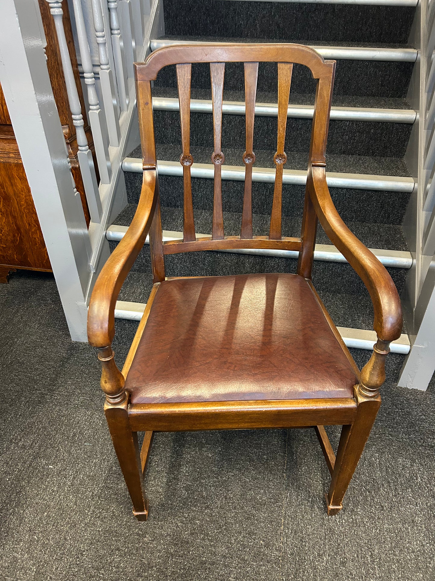 Mahogany Sheraton revival elbow chair
