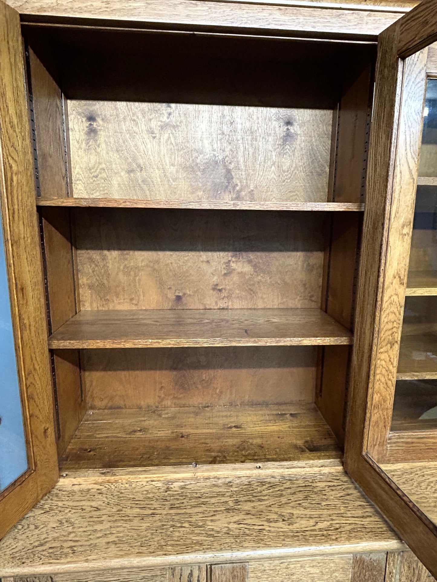 Antique oak school cupboard