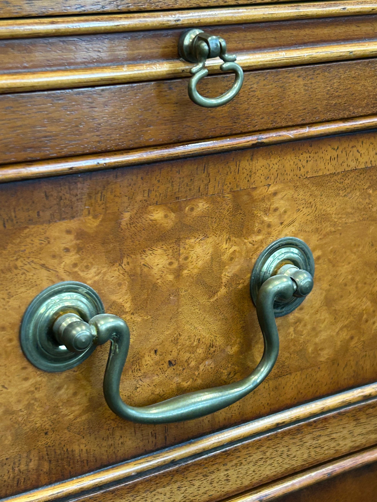 A Bevan Funnell Reprodux Burr Walnut Dinks Cabinet