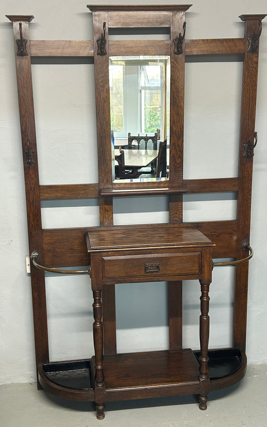 Art Nouveau oak hall/coat stand
