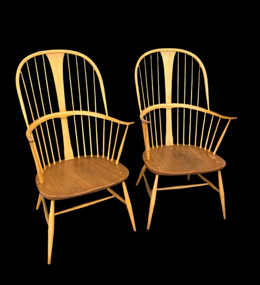 Pair of Ercol Chairmakers Elm and Beech side chairs