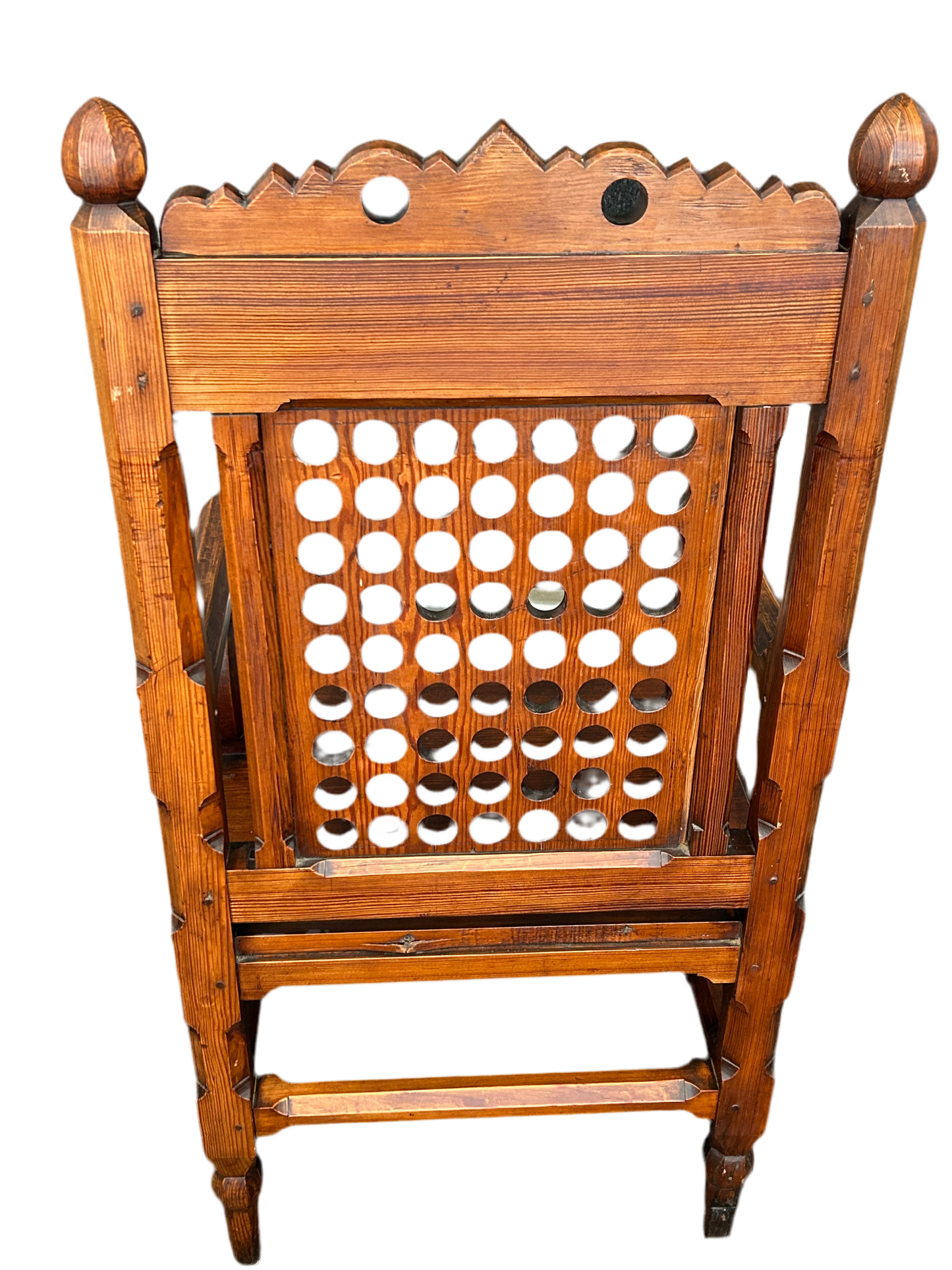 Ecclesiastical pitch pine throne chair