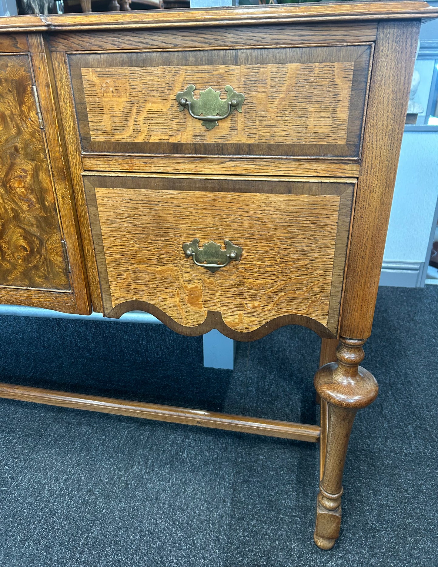 Oak and Burr Walnut sideboard