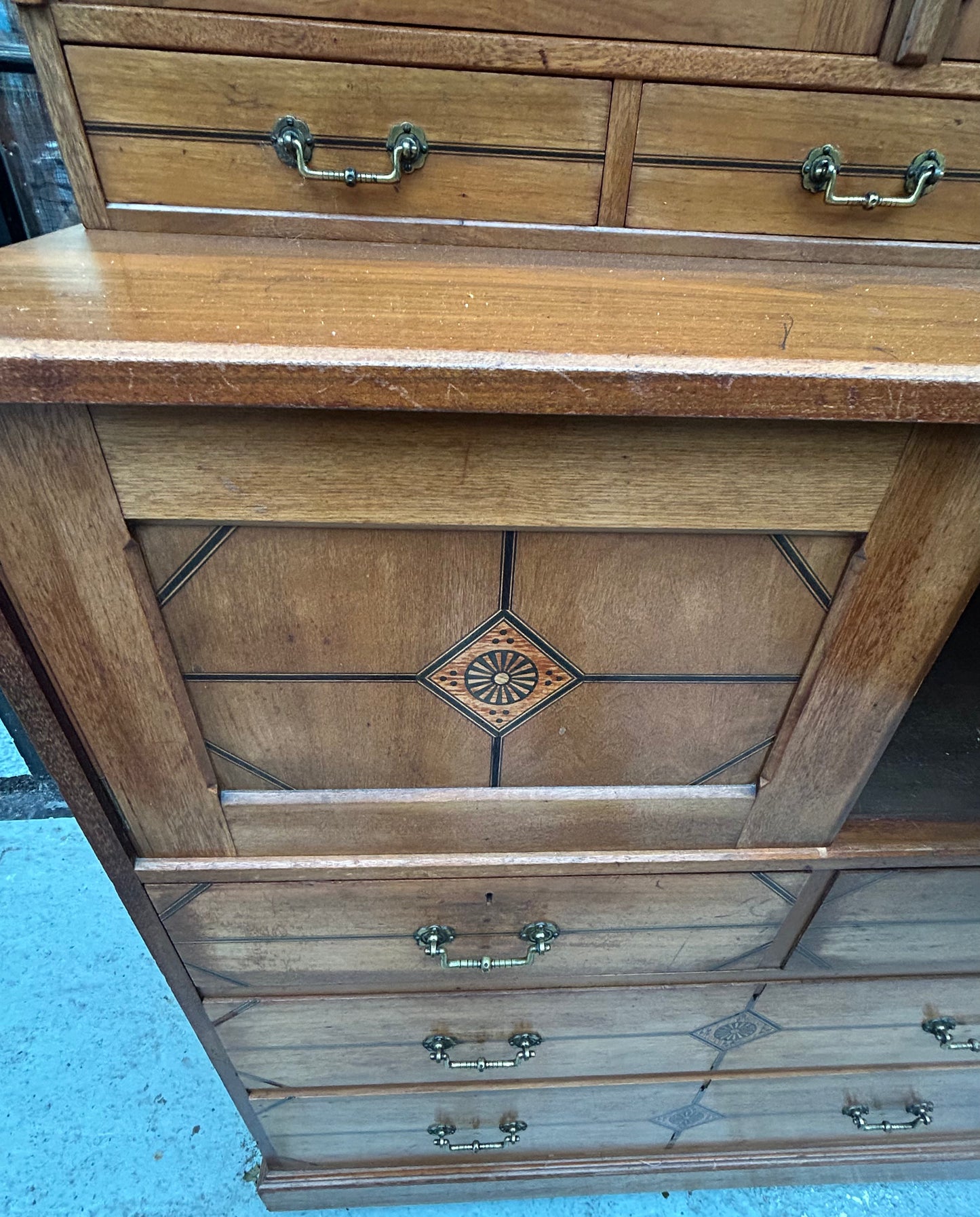 Aesthetic movement 3 Tier Storage Cabinet by H Ogden of Manchester