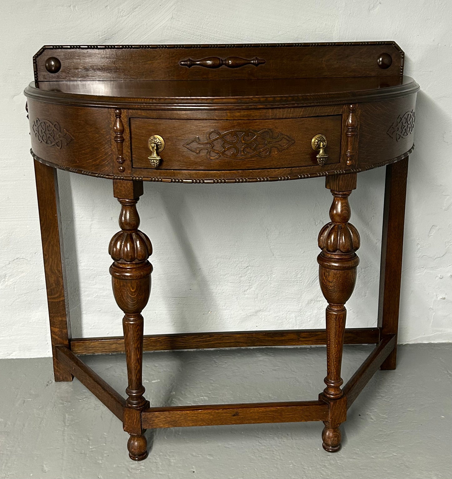 Oak 1920s Demi Lune side table