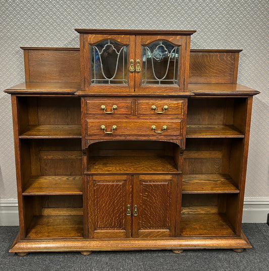 Oak bookcase cupboard by Shapland and Petter