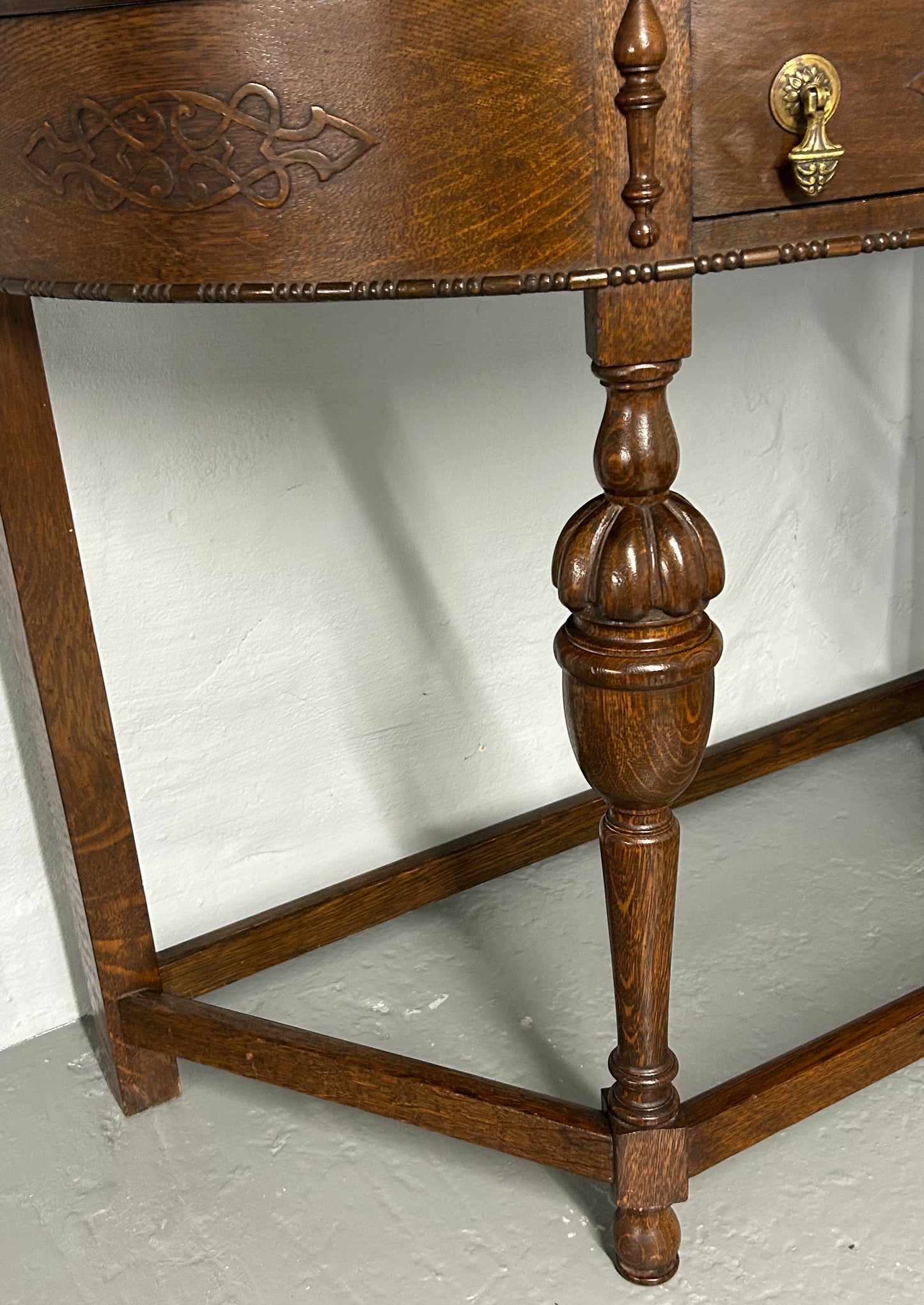Oak 1920s Demi Lune side table