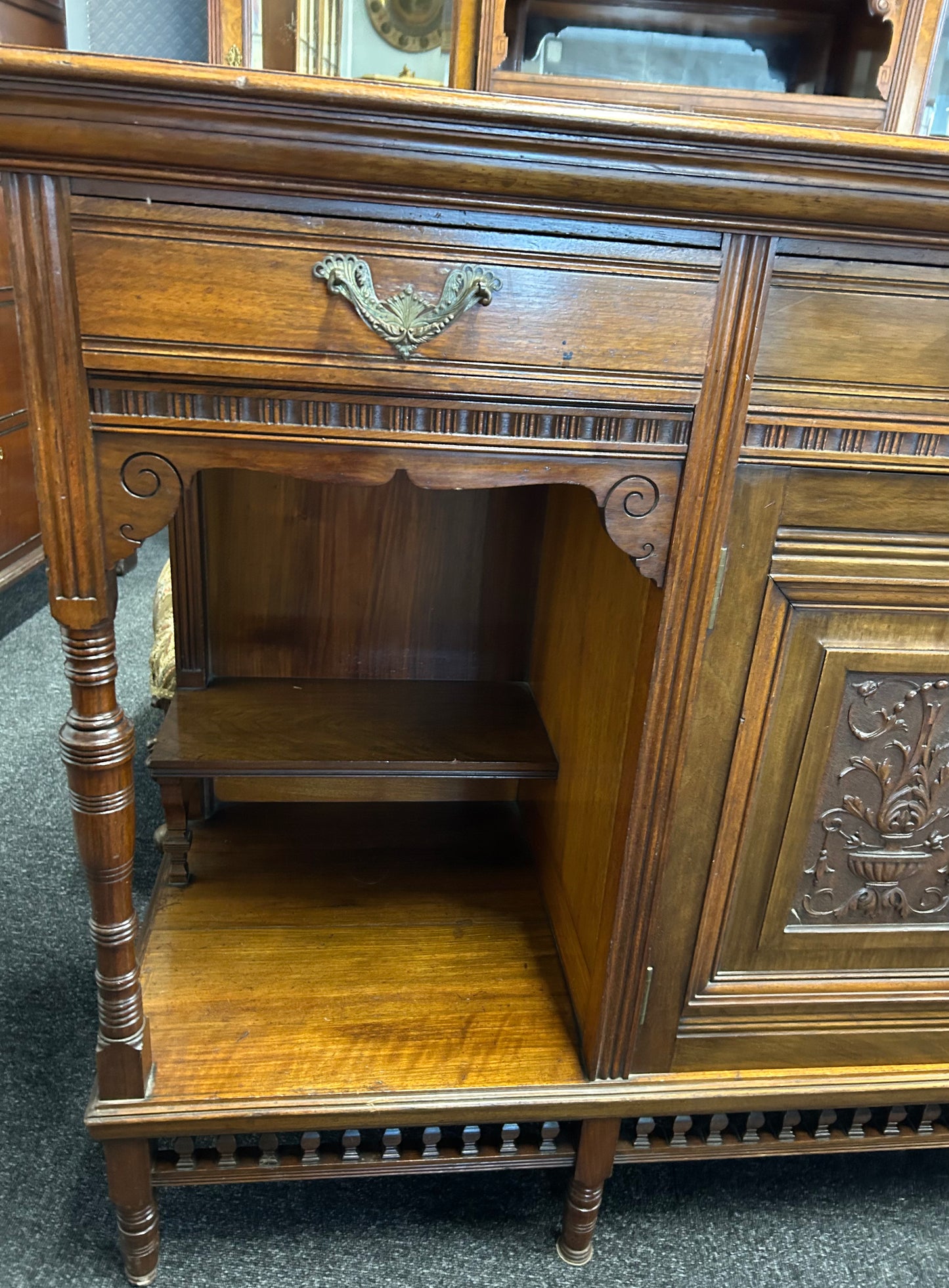 Walnut Edwardian sideboard