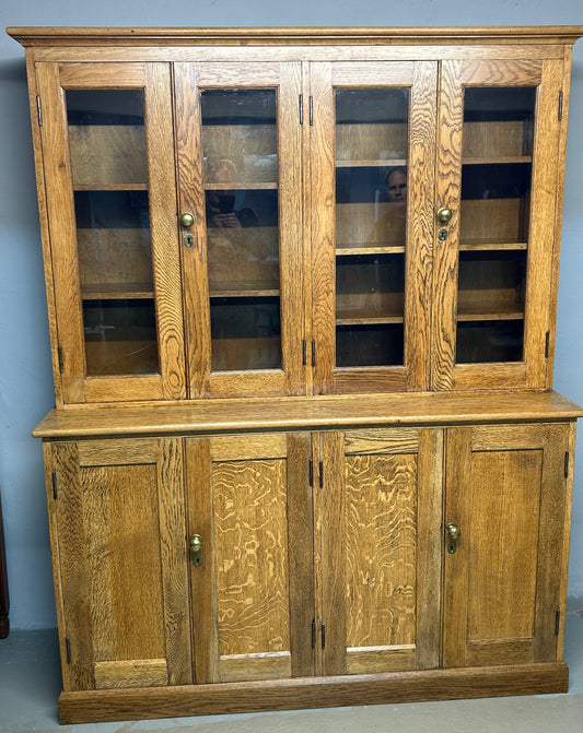 Antique oak school cupboard
