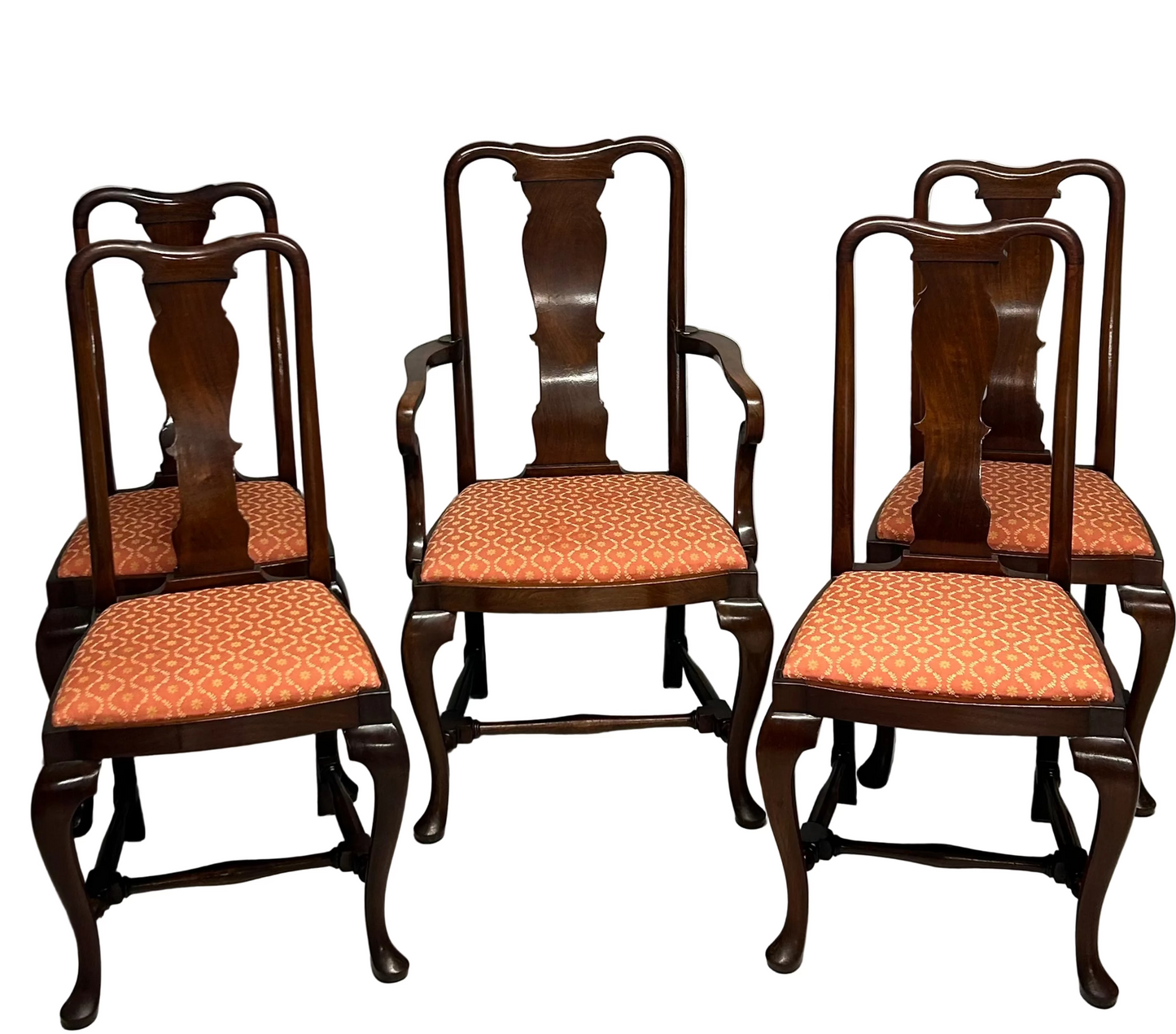 Set of 5 Queen Anne mahogany dining chairs