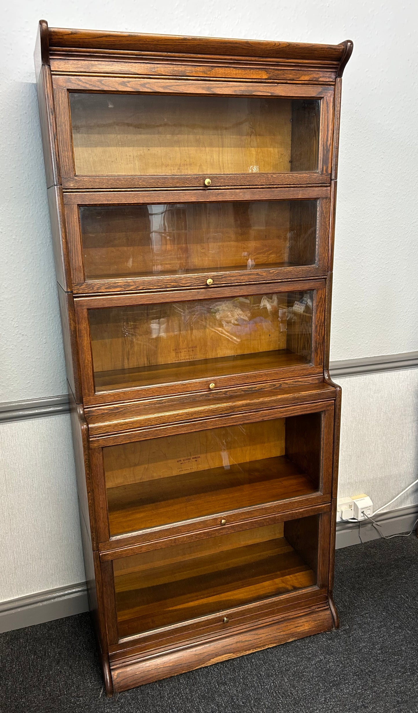 Oak 5 Tier Barristers Bookcase by “Gunn”