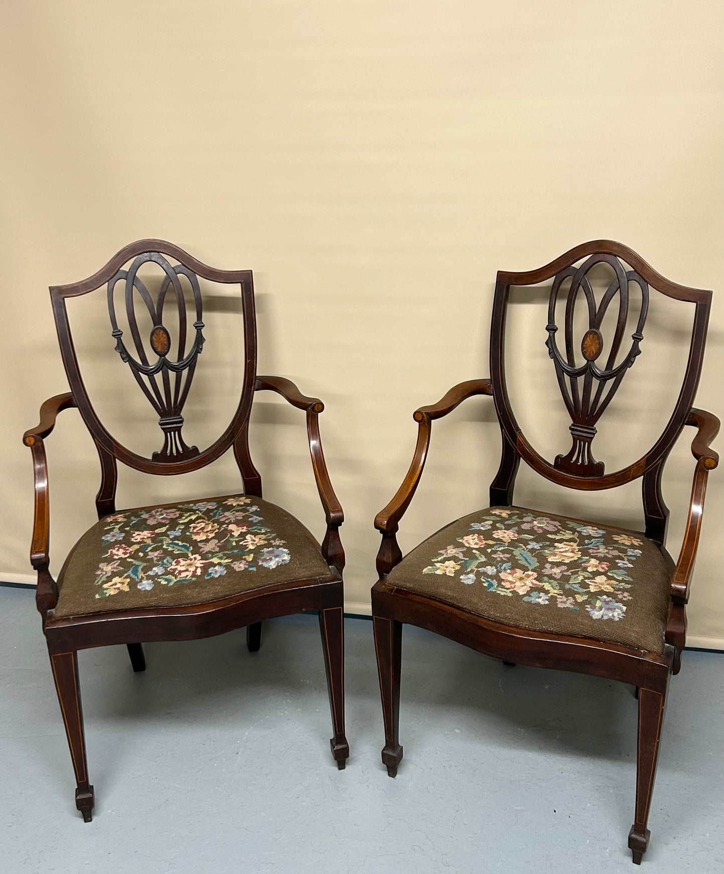 Pair Of Sheraton Style Mahogany Chairs