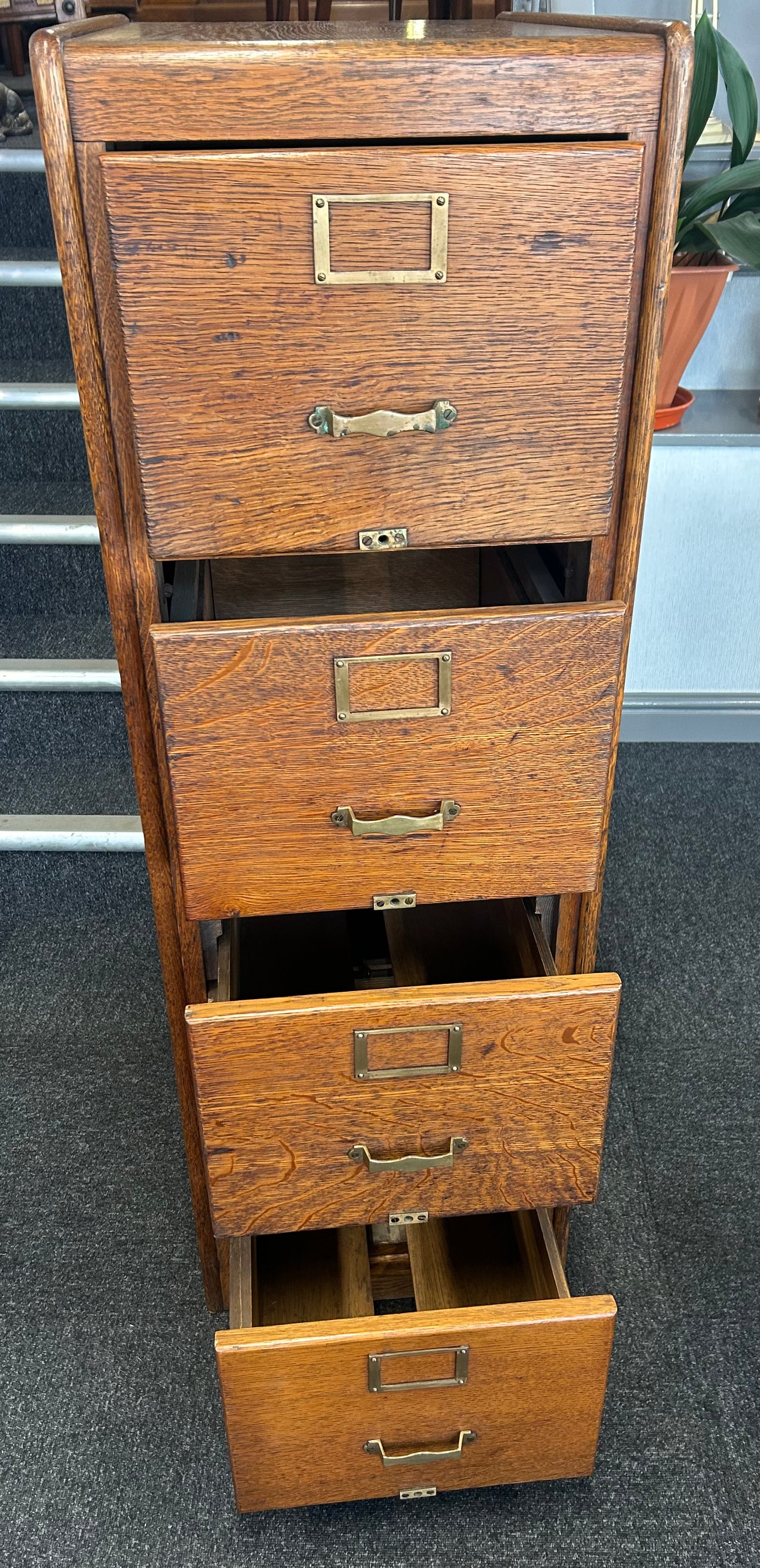 4 Drawer oak vertical filing cabinet