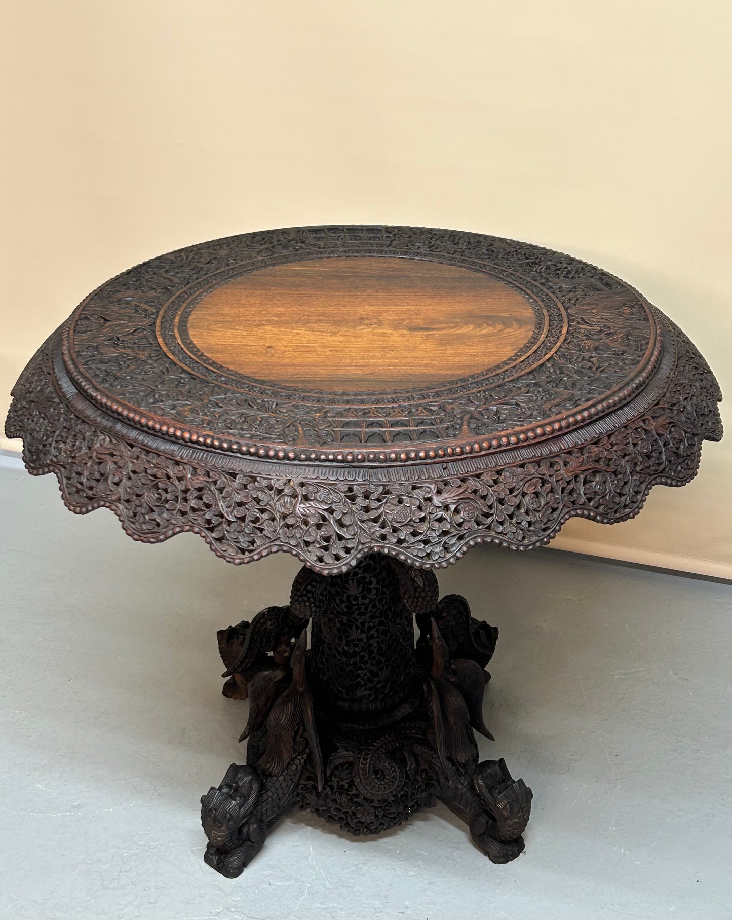 Burmese Carved Anglo Indian side table