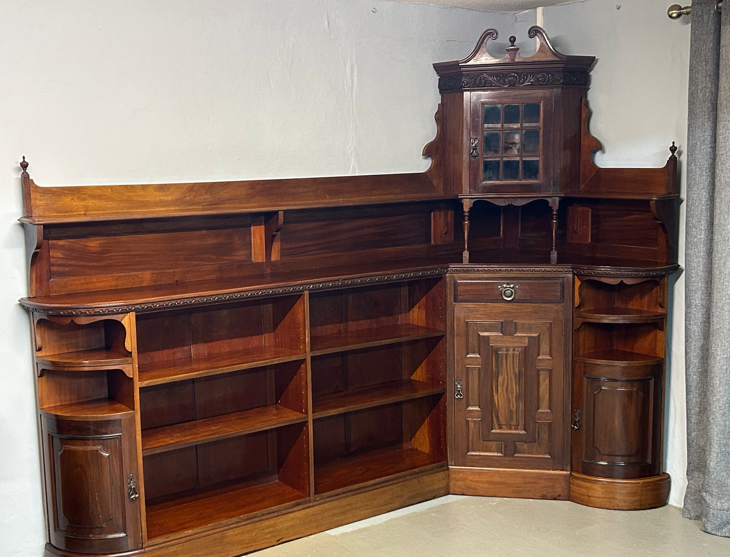 Corner bookcase cabinet by Goodhall, Lamb and Heighway of Manchester