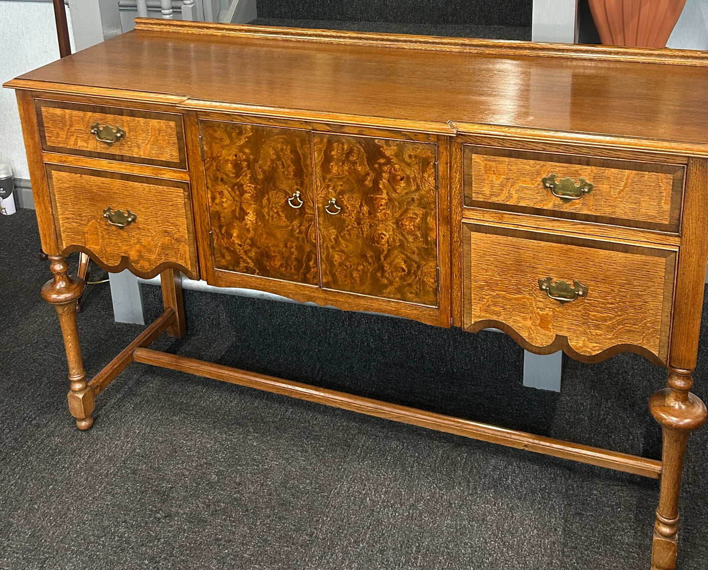 Oak and Burr Walnut sideboard