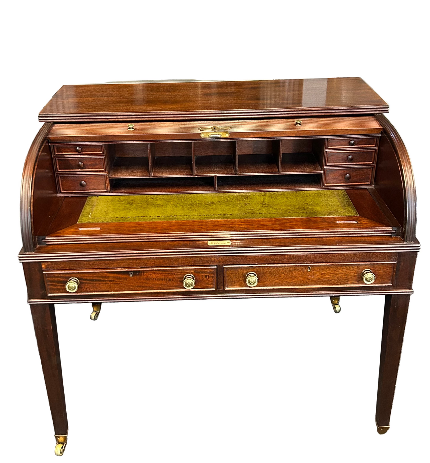 Reproduction Georgian Style Mahogany Tambour Writing Desk
