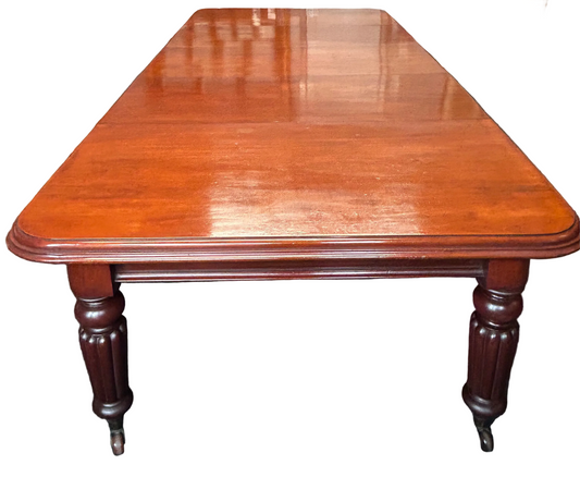 Large mahogany 3 Leaf Victorian wind out dining table