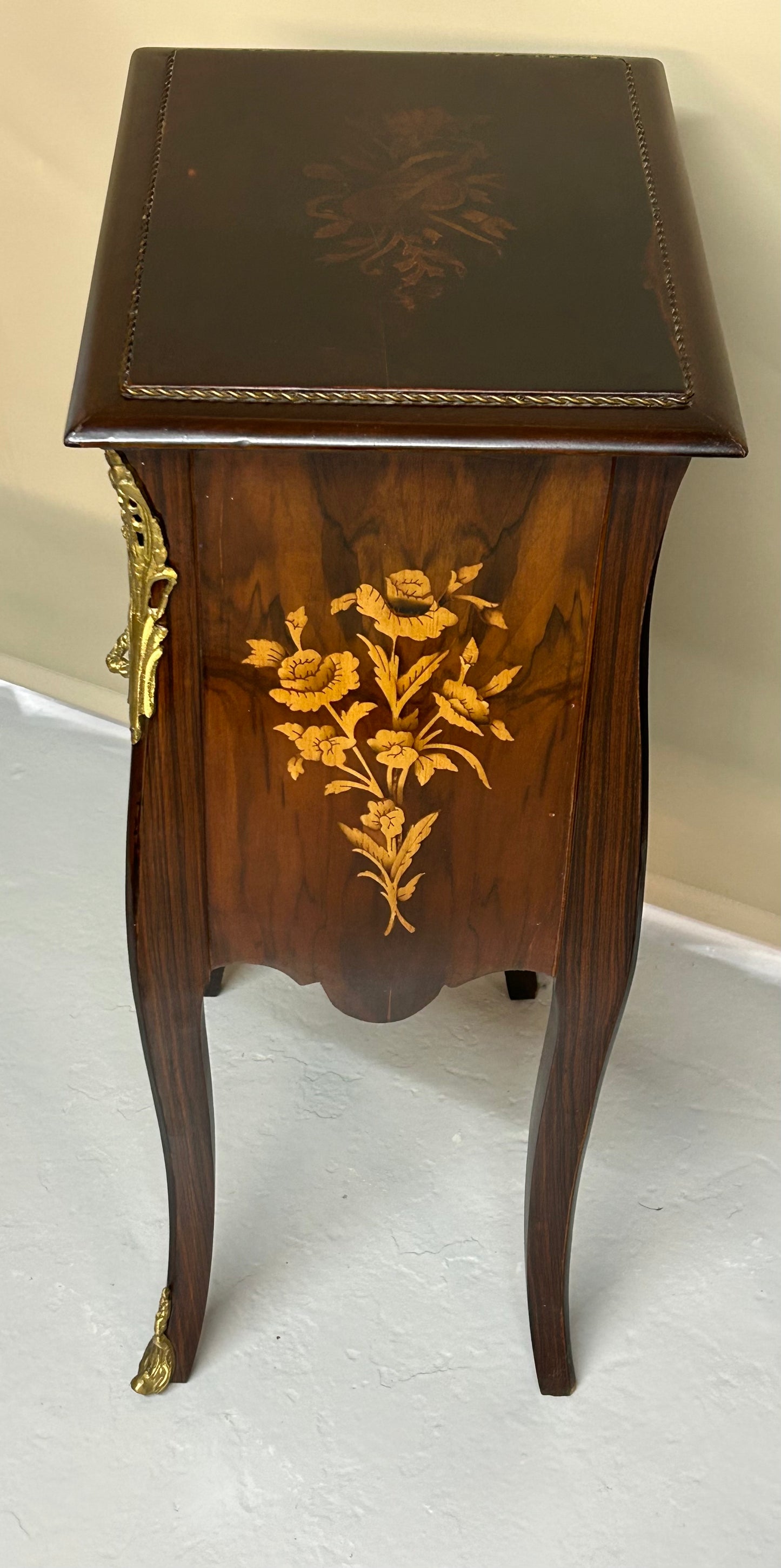 Pair of Louis XV style marquetry bedside cabinets