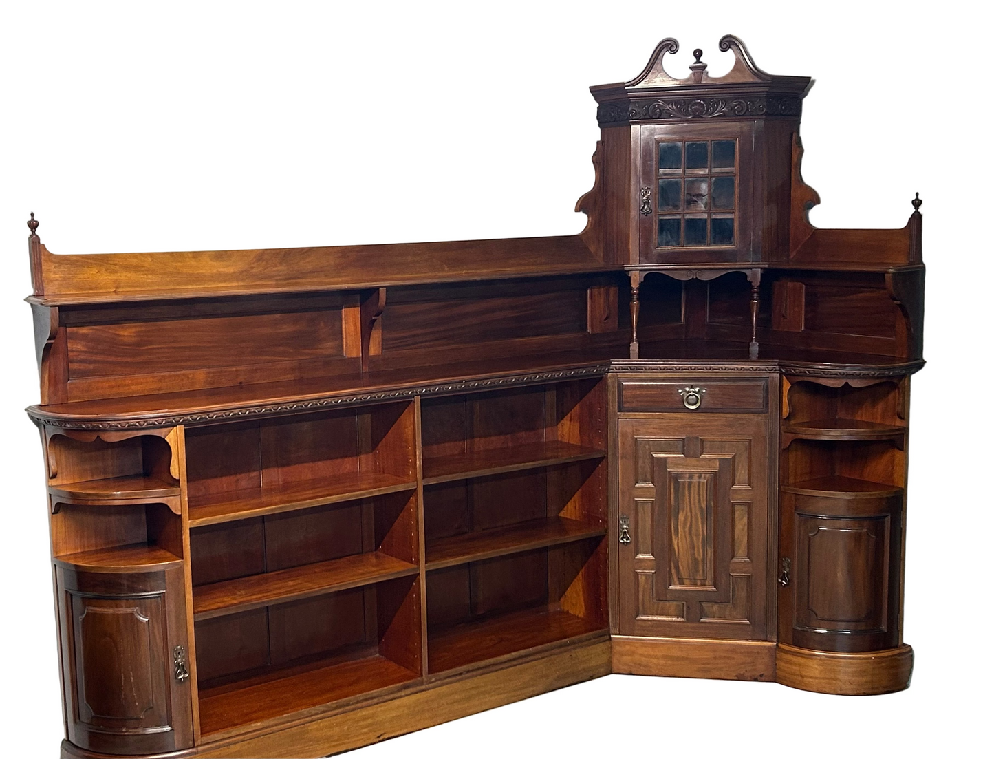 Corner bookcase cabinet by Goodhall, Lamb and Heighway of Manchester