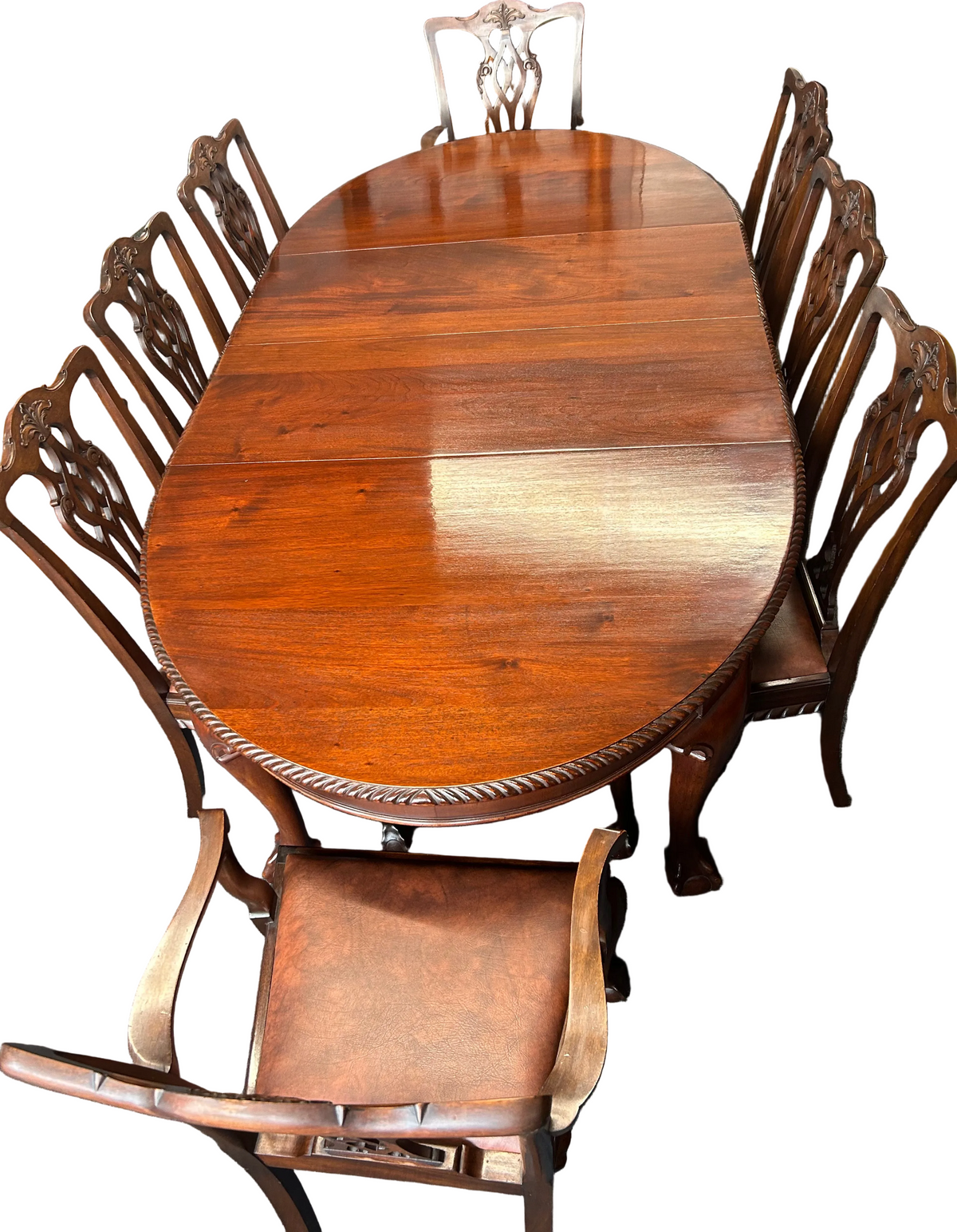 Mahogany Chippendale Style Extending Dining Table And 8 Chairs