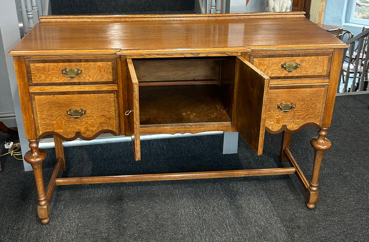 Oak and Burr Walnut sideboard