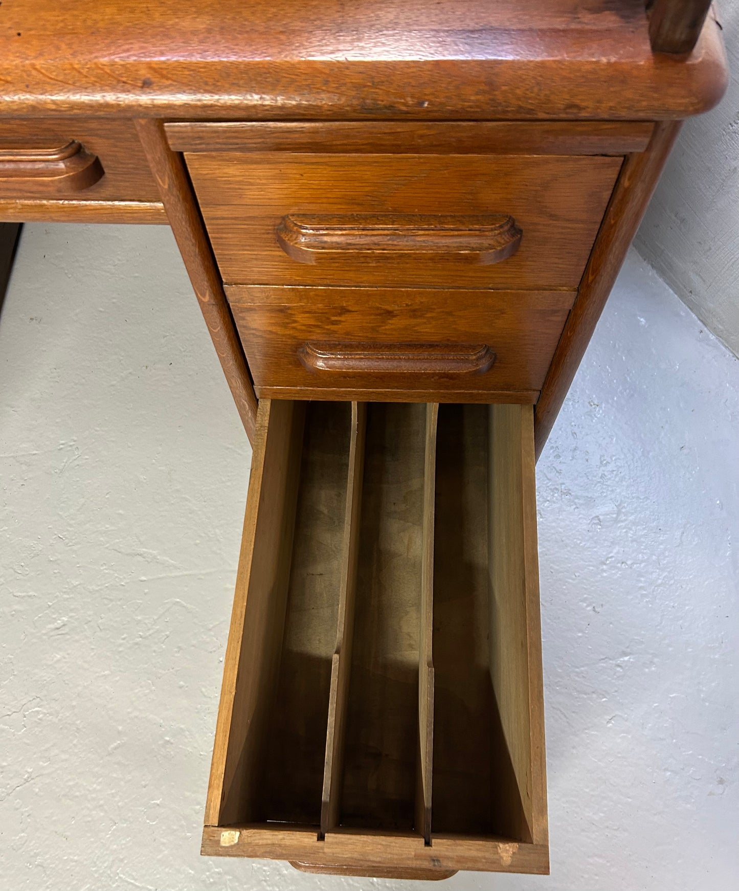 Oak roll top writing desk