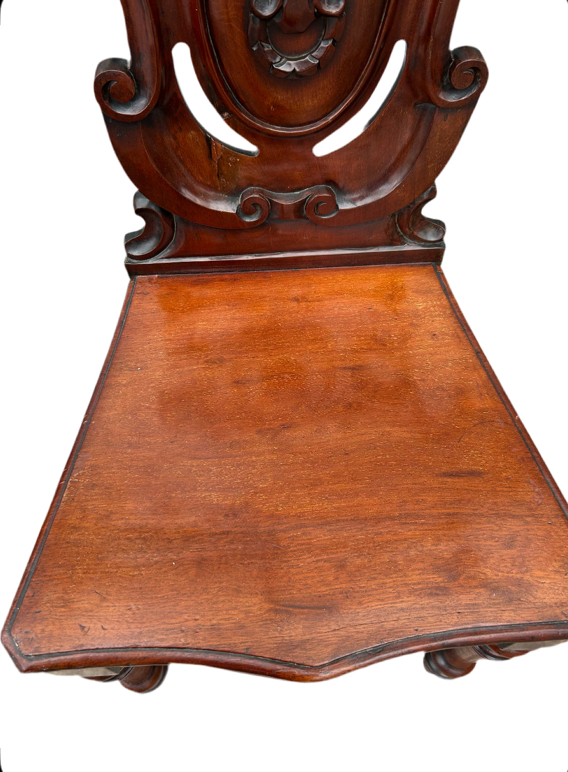 Pair of Victorian mahogany hall chairs