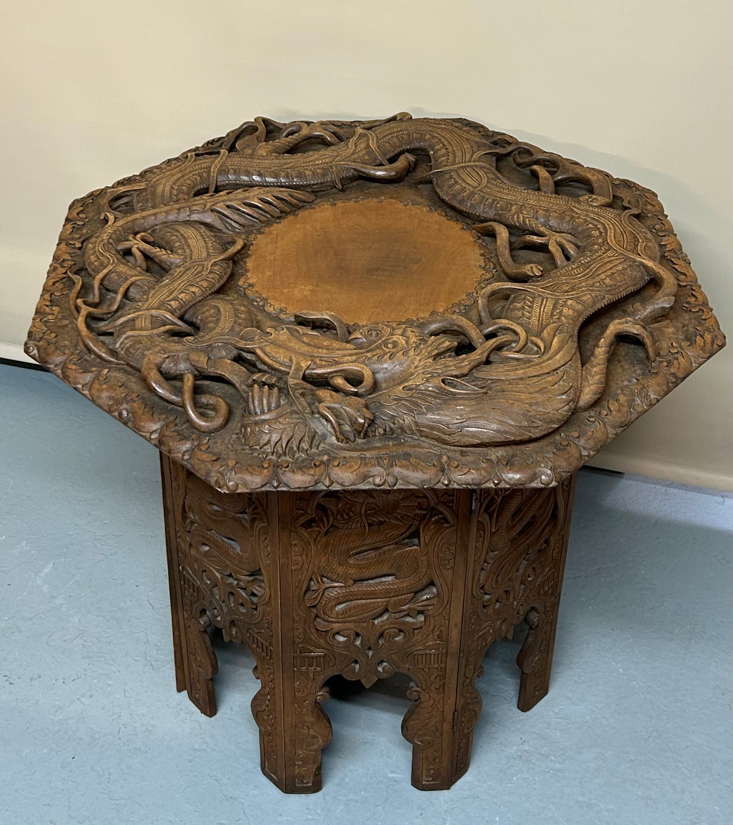 Decorative hand carved Chinese dragon side table