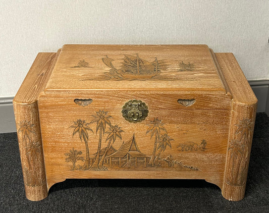 Oriental camphor wood storage chest.