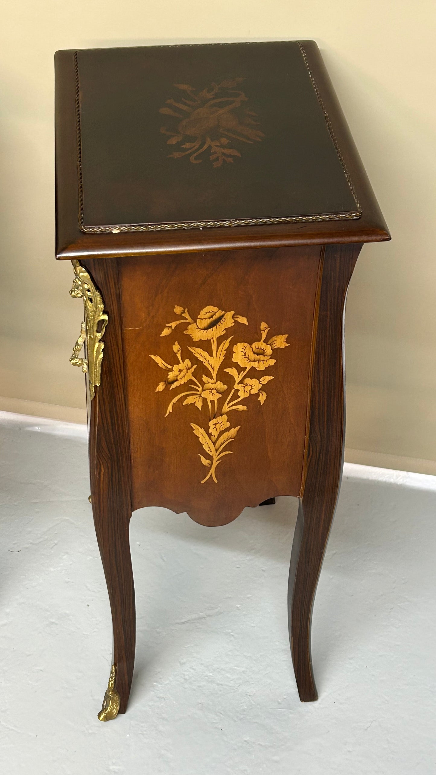 Pair of Louis XV style marquetry bedside cabinets