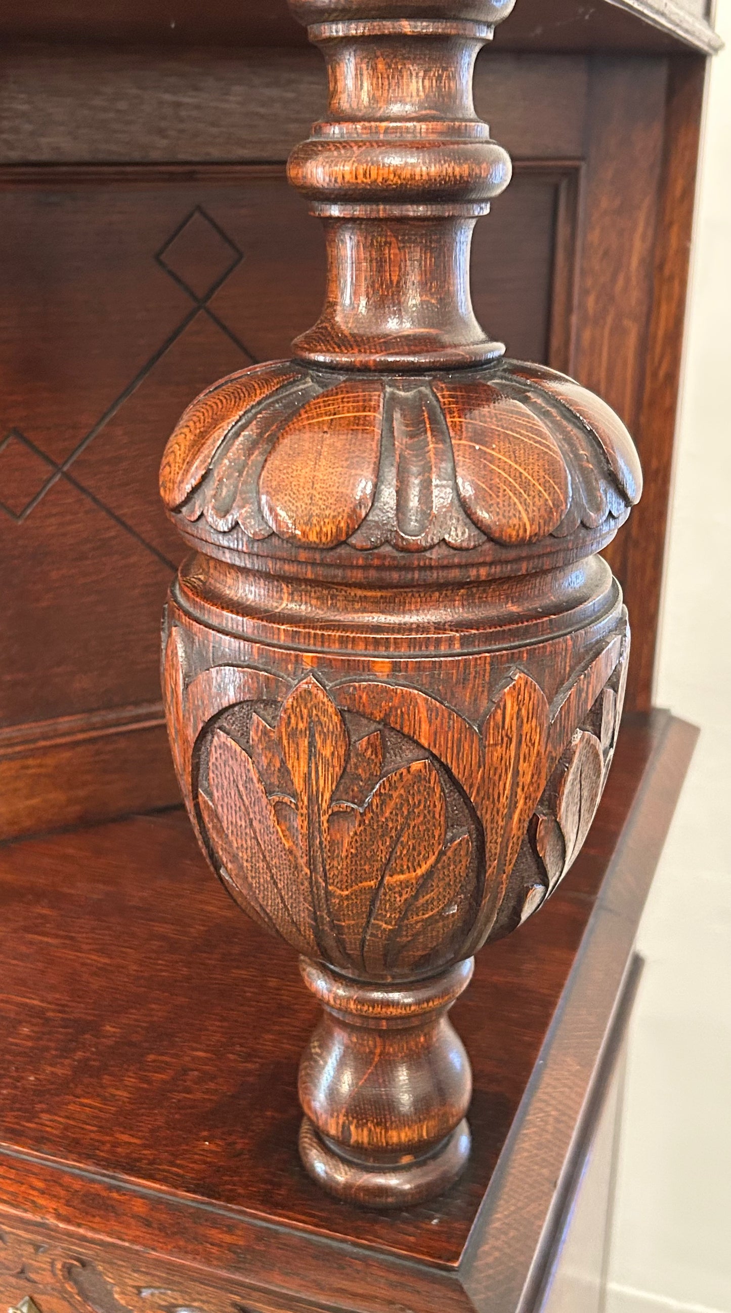 Oak carved court cupboard