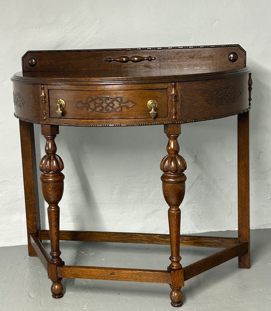 Oak 1920s Demi Lune side table