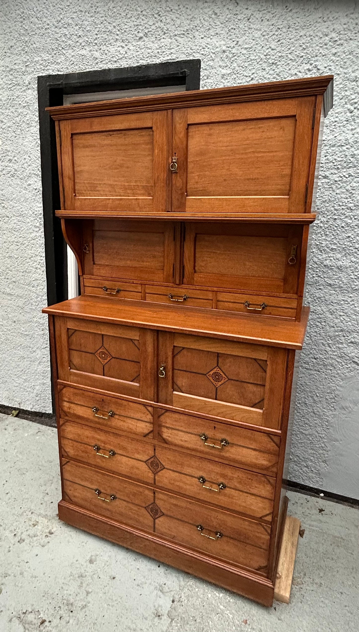Aesthetic movement 3 Tier Storage Cabinet by H Ogden of Manchester