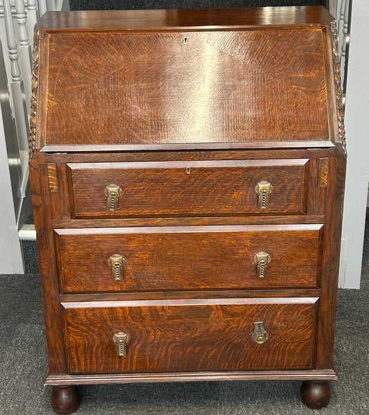 Art deco oak writing bureau