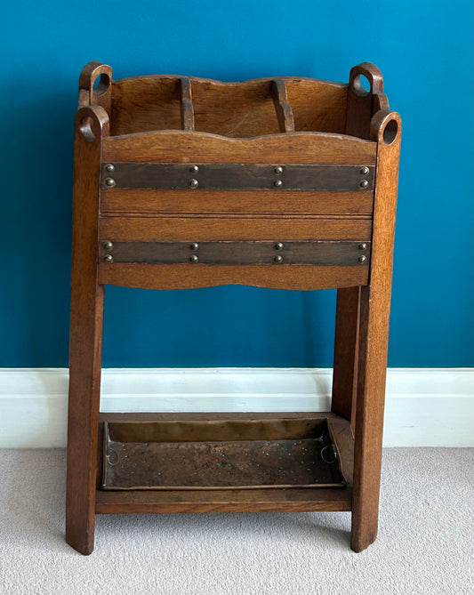 Arts and crafts oak stick stand
