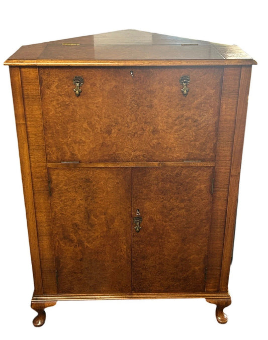 Waring and Gillow burr walnut corner cocktail cabinet