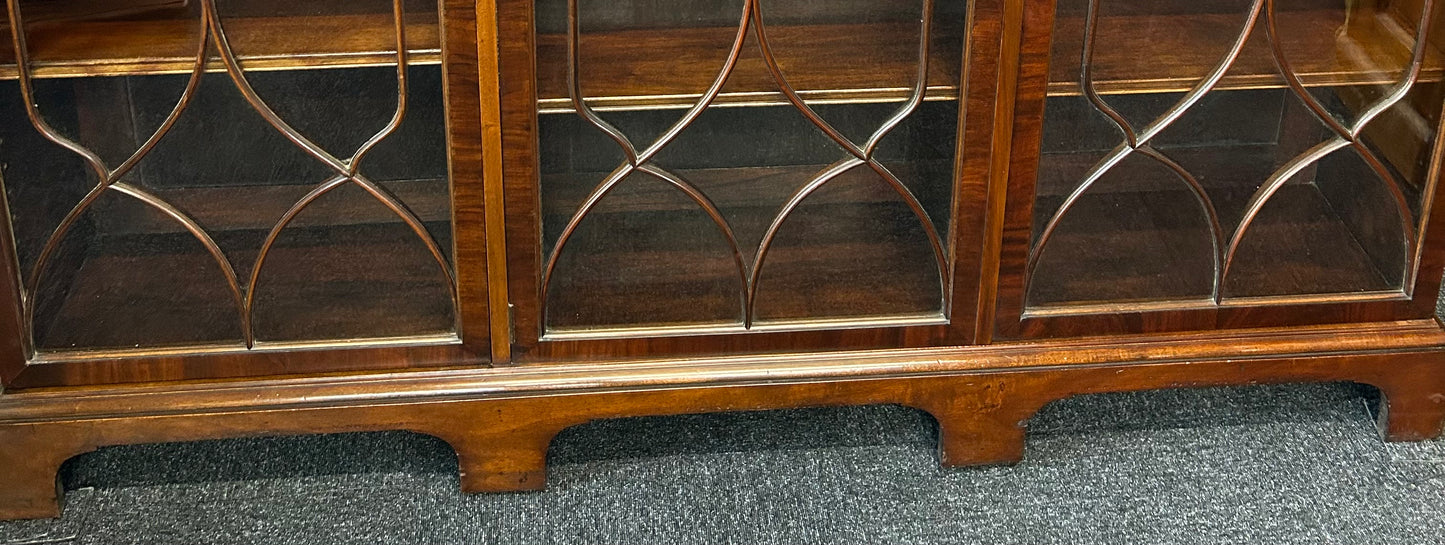 Mahogany 3 door glazed bookcase by Wylie and Lochhead